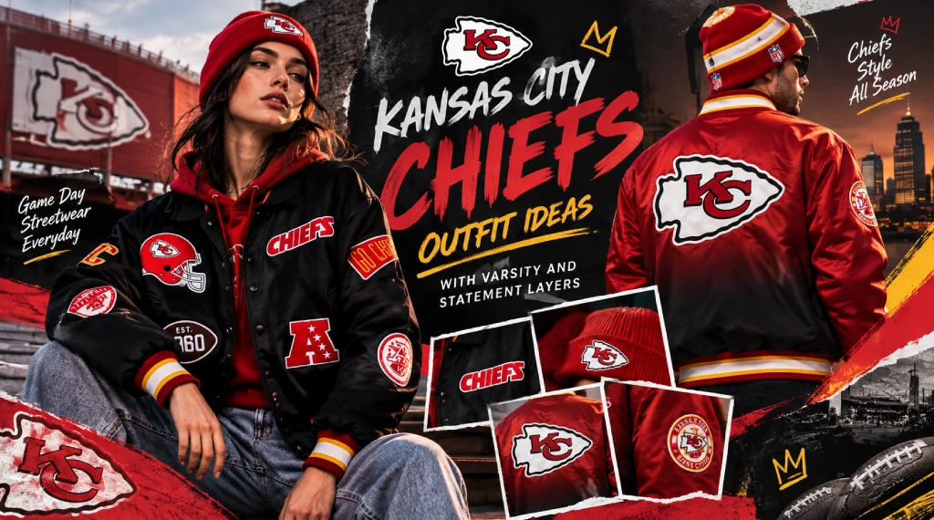Kansas City Chiefs Outfit Ideas With Varsity and Statement Layers