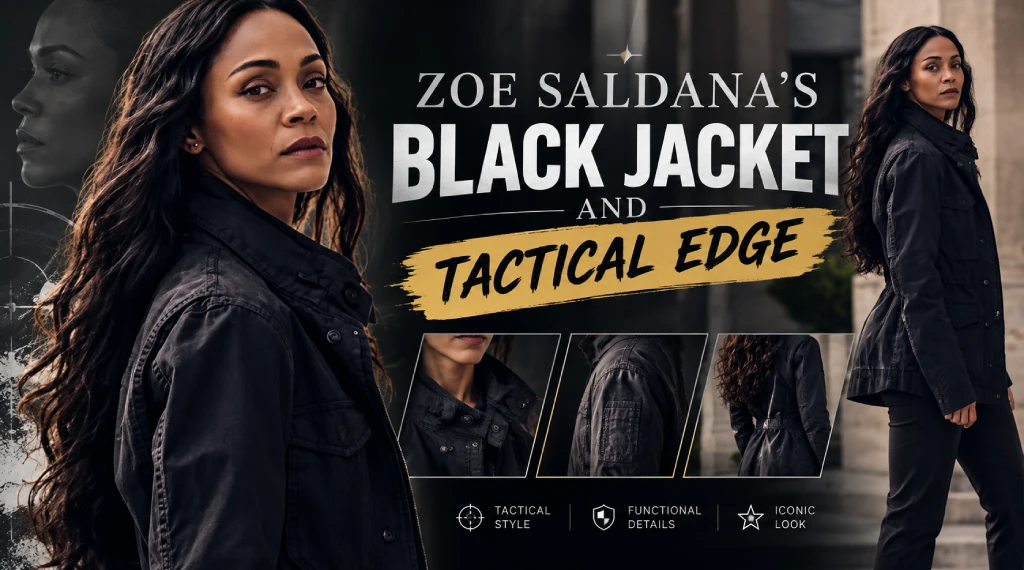 Zoe Saldanas Black Jacket and Tactical Edge