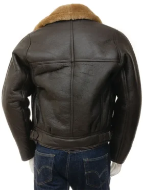 Alexander Mens Brown Leather Aviator Jacket Back