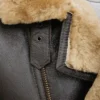 Alexander Mens Brown Leather Aviator Jacket Fur