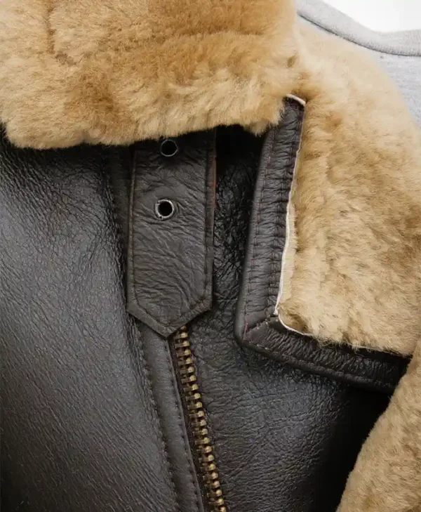 Alexander Mens Brown Leather Aviator Jacket Fur