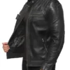 Asher Black Leather Moto Jacket Right Side