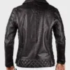 Black Biker Crocodile Skin Leather Jacket Back