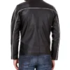 Black Cafe Racer Leather Jacket with Back