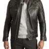 Black Vintage Cafe Racer Leather Jacket