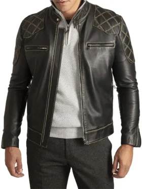 Black Vintage Cafe Racer Leather Jacket