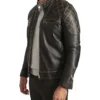 Black Vintage Cafe Racer Leather Jacket Right Side