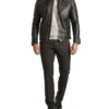 Black Vintage Cafe Racer Leather Jacket Walk