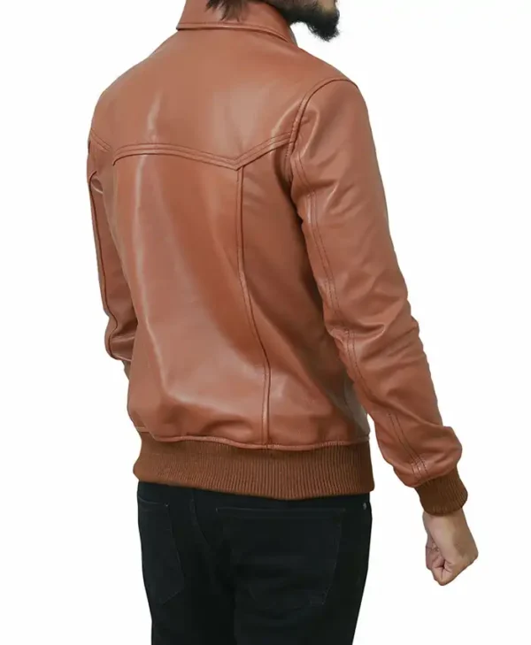 Brown Bomber Leather Jacket