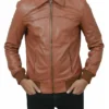 Brown Bomber Leather Jacket For Men