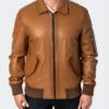 Brown Classic Leather Jacket Closure
