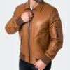 Brown Classic Leather Jacket Collar