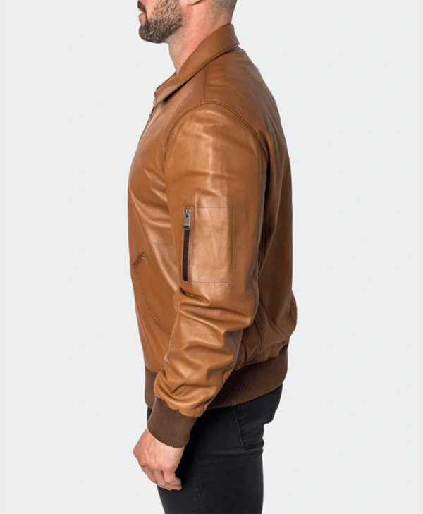 Brown Classic Leather Jacket Right Side