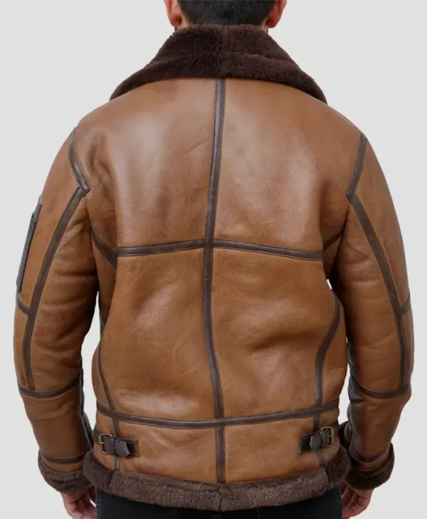 Brown Leather Aviator Jacket Mens Back