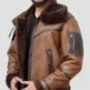 Brown Leather Aviator Jacket Mens Fur