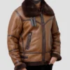 Brown Leather Aviator Jacket Mens Main
