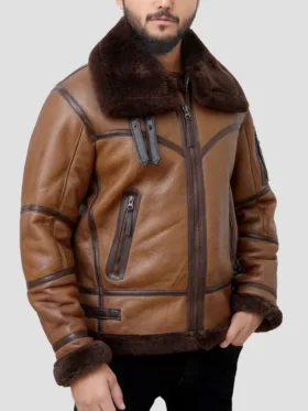 Brown Leather Aviator Jacket Mens Main