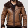 Brown Leather Aviator Jacket Mens Open