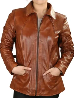 Buy Fyona Brown Leather Jacket