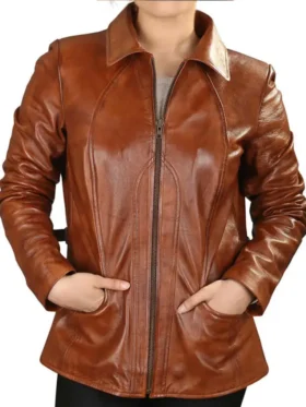 Buy Fyona Brown Leather Jacket