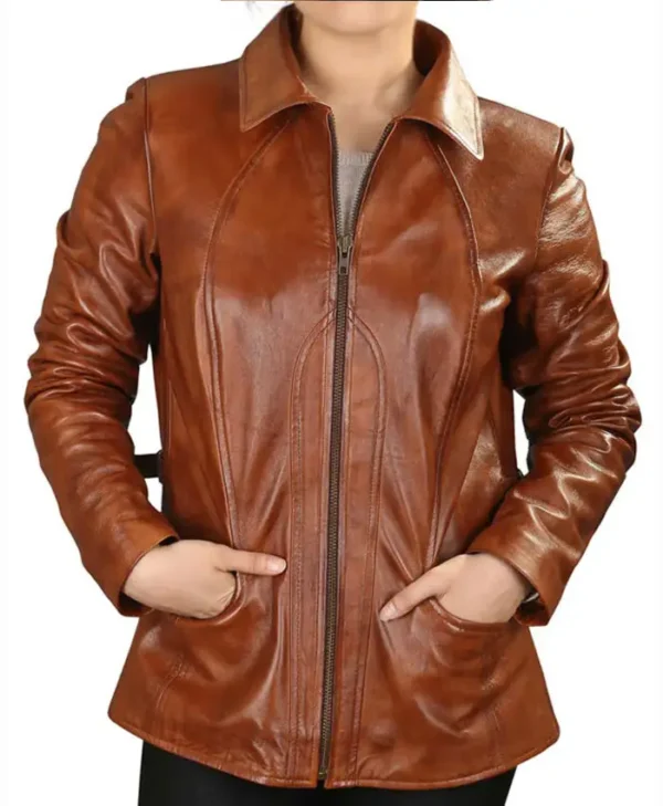 Buy Fyona Brown Leather Jacket