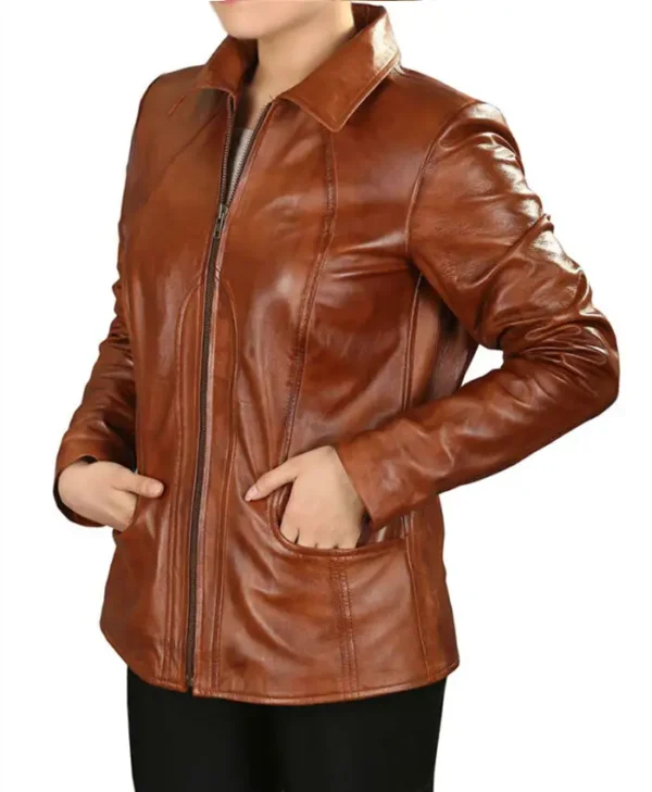 Buy Sheepskin Leather Brown Jacket For Women