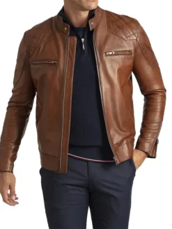 Cafe Racer Brown Leather Jacket