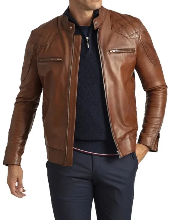 Cafe Racer Brown Leather Jacket