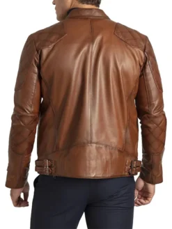 Cafe Racer Brown Leather Jacket Back