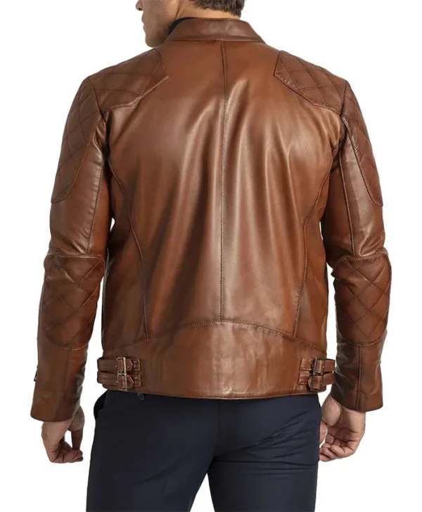 Cafe Racer Brown Leather Jacket Back