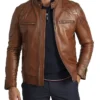Cafe Racer Brown Leather Jacket Main