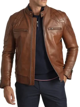 Cafe Racer Brown Leather Jacket Main
