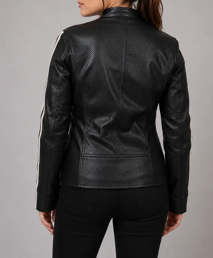 Casual Wear Womens Black Leather Moto Jacket