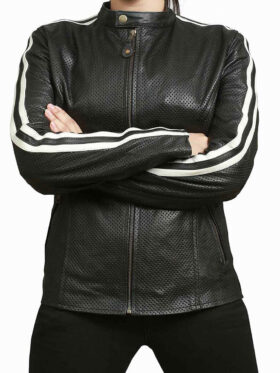Elisa Snap Moto Womens Leather Jacket