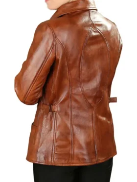 Fyona Brown Leather Jacket For Sale