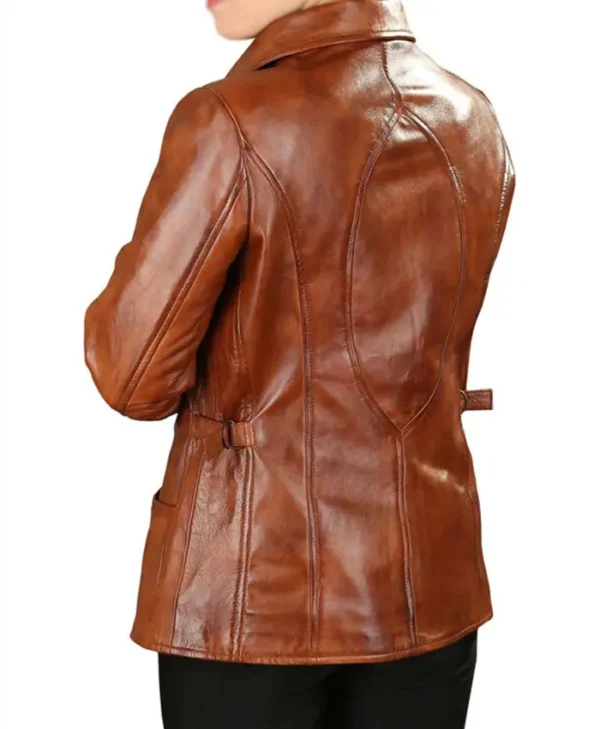 Fyona Brown Leather Jacket For Sale