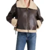 Harper Brown Aviator Jacket Womens Collar