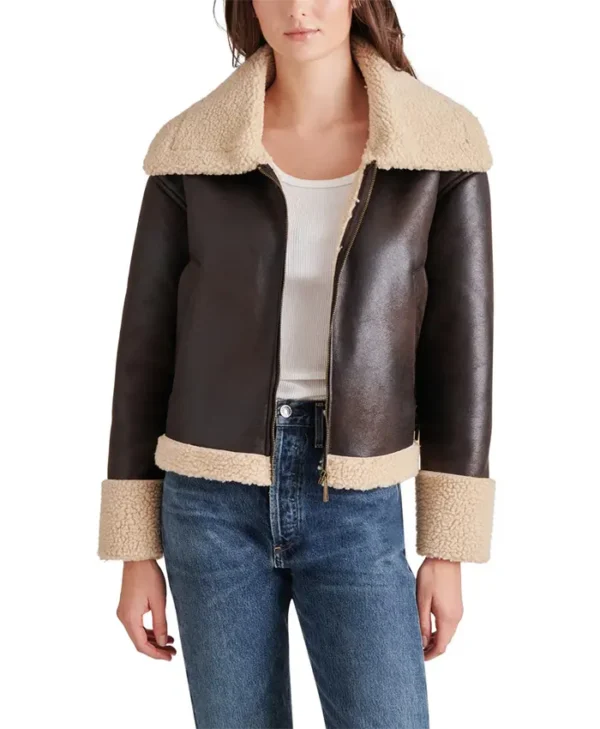 Harper Brown Aviator Jacket Womens Main