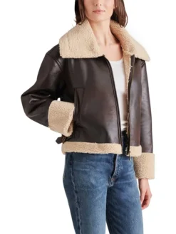 Harper Brown Aviator Jacket Womens Side