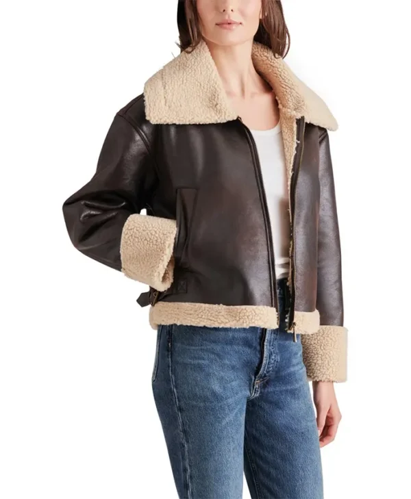 Harper Brown Aviator Jacket Womens Side