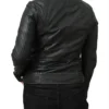 Lambskin Style Black Cafe Racer Vintage Leather Jacket For Sale