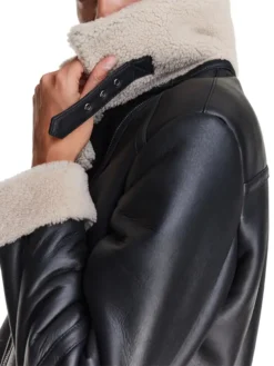 Luna Leather Aviator Jacket for Women Collar