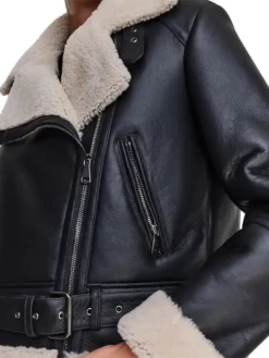 Luna Leather Aviator Jacket for Women Cuffs