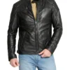 Men’s Basic Black Leather Motorcycle Jacket Style