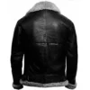 Mens Black RAF B3 Bomber Jacket Fur Collar Back
