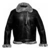 Mens Black RAF B3 Bomber Jacket Fur Collar Belt