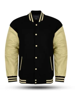 Mens Black Wool OFF White Varsity Jacket