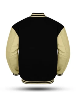 Mens Black Wool OFF White Varsity Jacket Back