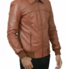 Men’s Brown Leather Bomber Jacket Fashion Style