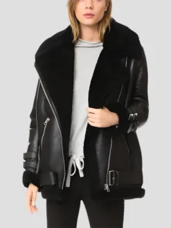 Mia Womens Shearling Leather Jacket 1